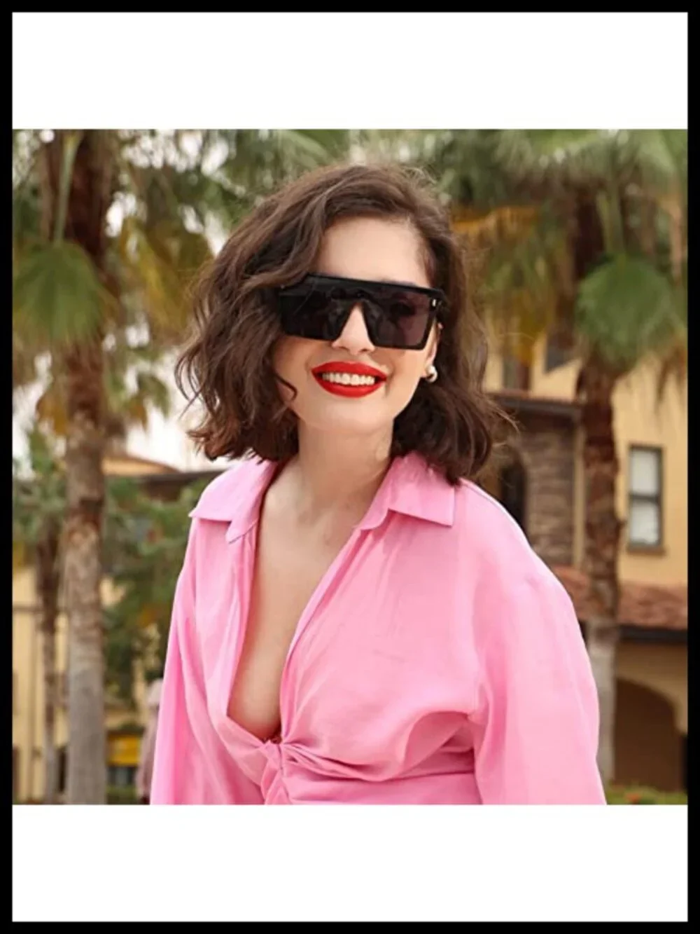 Oversized Square Sunglasses Flat Top UV400 Protection